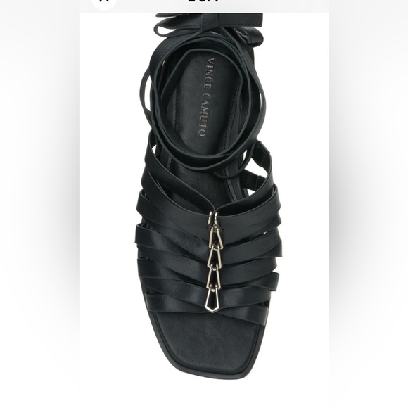 VINCE CAMUTO STRAPPY BLACK GLADIATOR LACE UP SANDALS SIZE 7.5 NEW - Picture 6 of 15